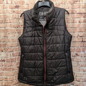 Black Quilted Vest with Red Accents